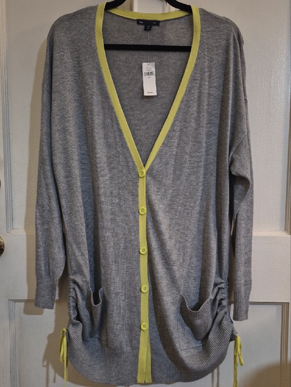 Gap Grey Cardigan with Lemon Trim